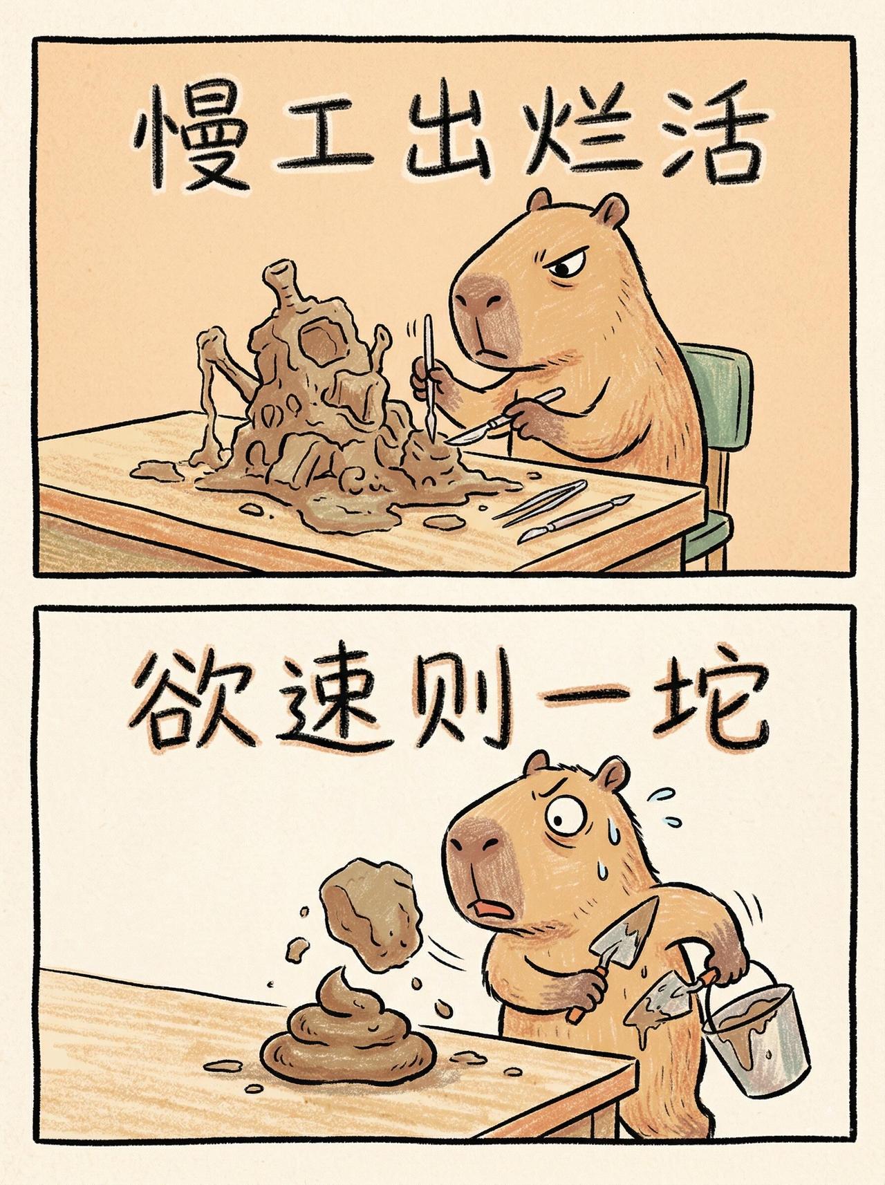 慢工出烂活，欲速则一坨 
卡皮巴拉是一种生活态度 像卡皮巴拉一样情绪稳定 水豚