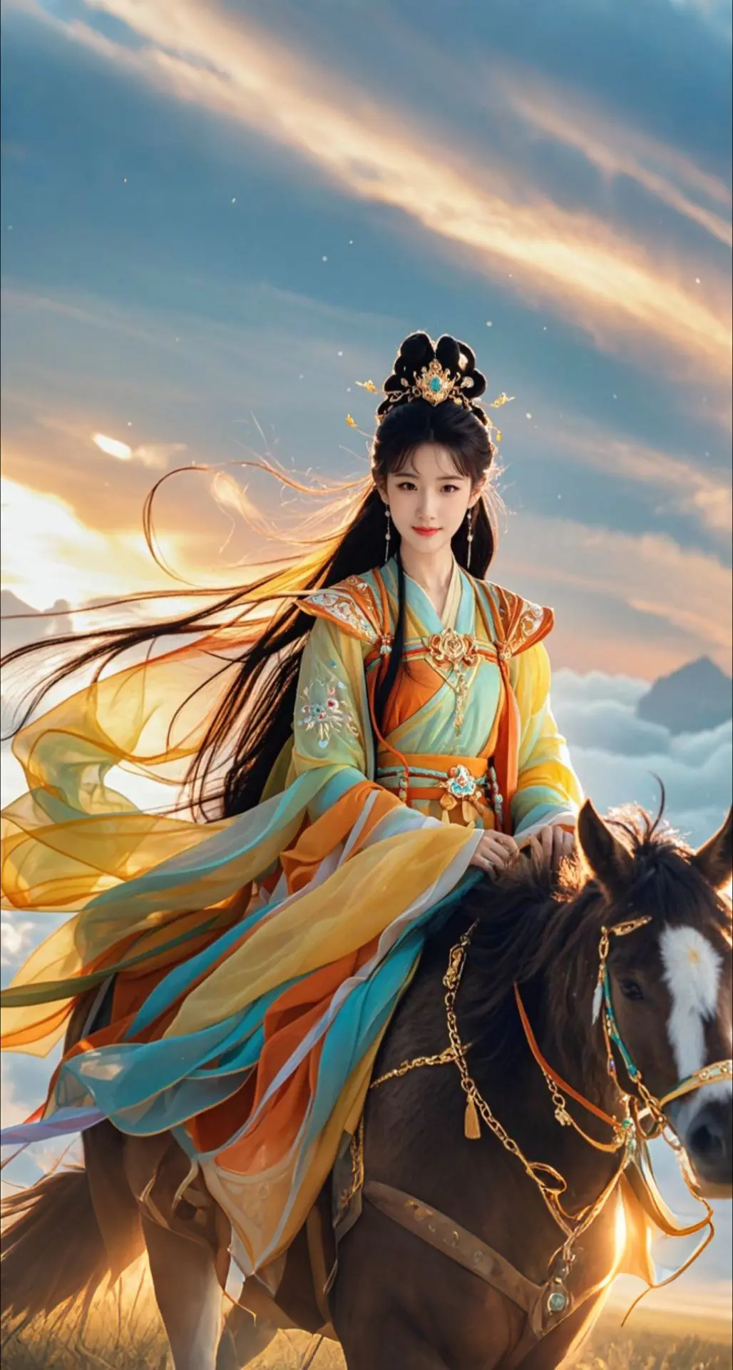 AI扩图 AI逆光神女姿
