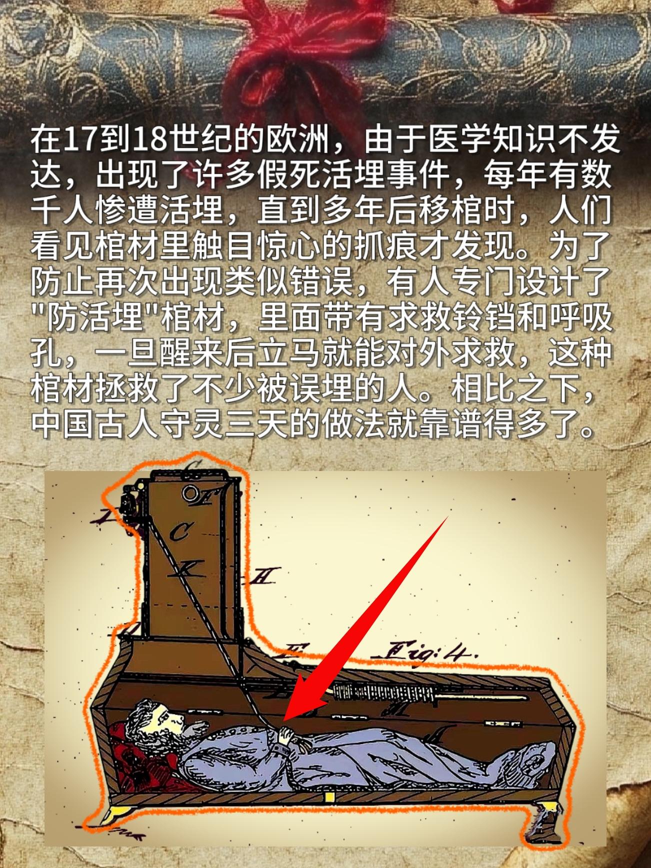 在17到18世纪的欧洲，由于医学知识不发达，出现了许多假死活埋事件，每...