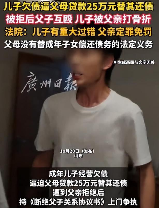 山东菏泽，一成年男子，在外面欠了30多万，他回到家，逼着父母贷款25万帮他还钱。