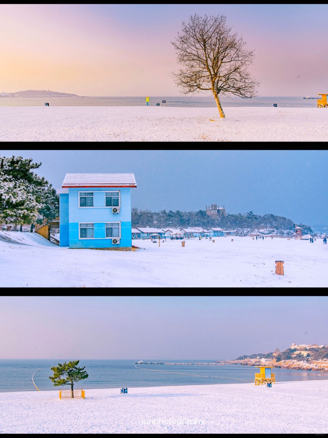 雪后青岛的海❄️是美成壁纸的电影画面