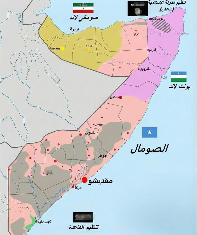 索马里经过30年内战，早就已经四分五裂，除了以色列支持的索马里兰，还有多个分裂势