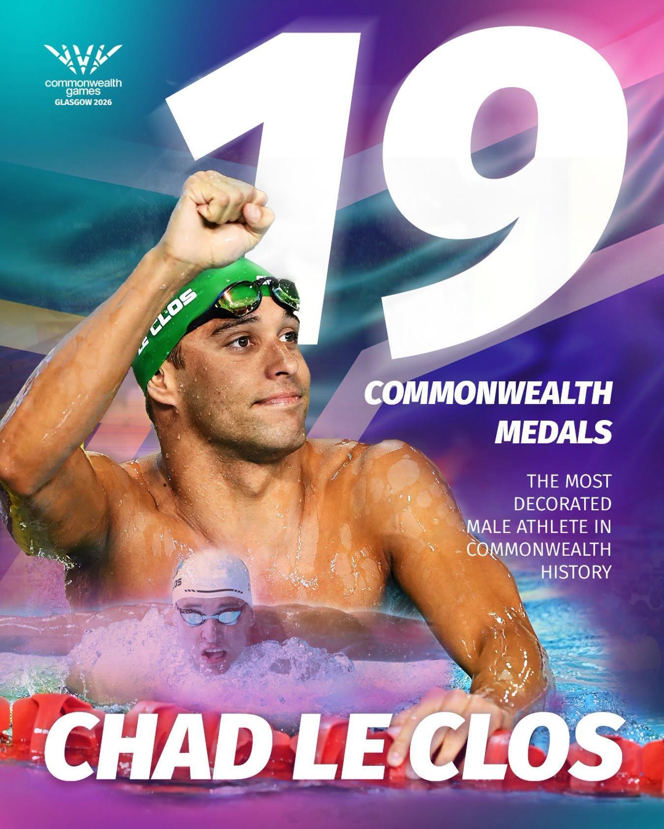 🇿🇦小南非Chad le Clos昨晚男4x100自接收获铜牌，英联邦运动会