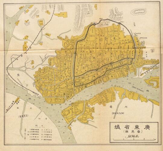 1917年广东省城地图 民国广州老地图