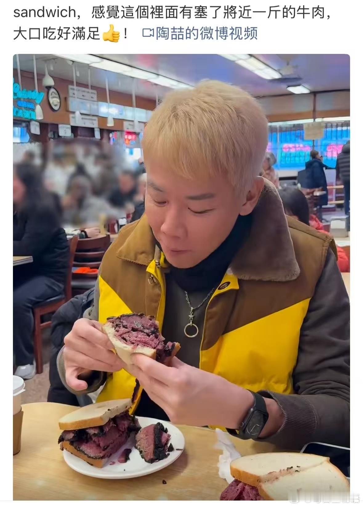 陶喆的三明治夹了一斤肉终于又等到喆里陶美食了！你别太会吃！夹了一斤肉的三明治我是