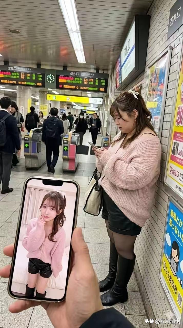 当网恋的女友出现在面前时，男子傻了，真人与照片判若两人。网友笑侃：来都来了，含泪