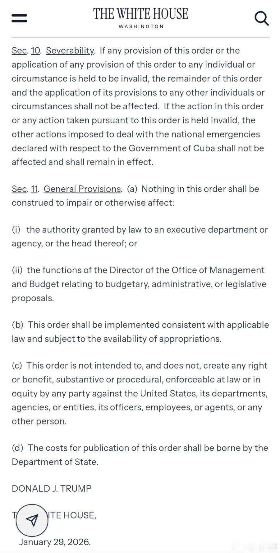 特朗普宣布国家紧急状态所谓的威胁应对古巴政府对美国构成的威胁依据宪法及美国联邦法