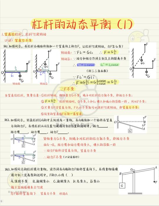 杠杆的动态平衡（1）：竖直力不变，直接秒❗