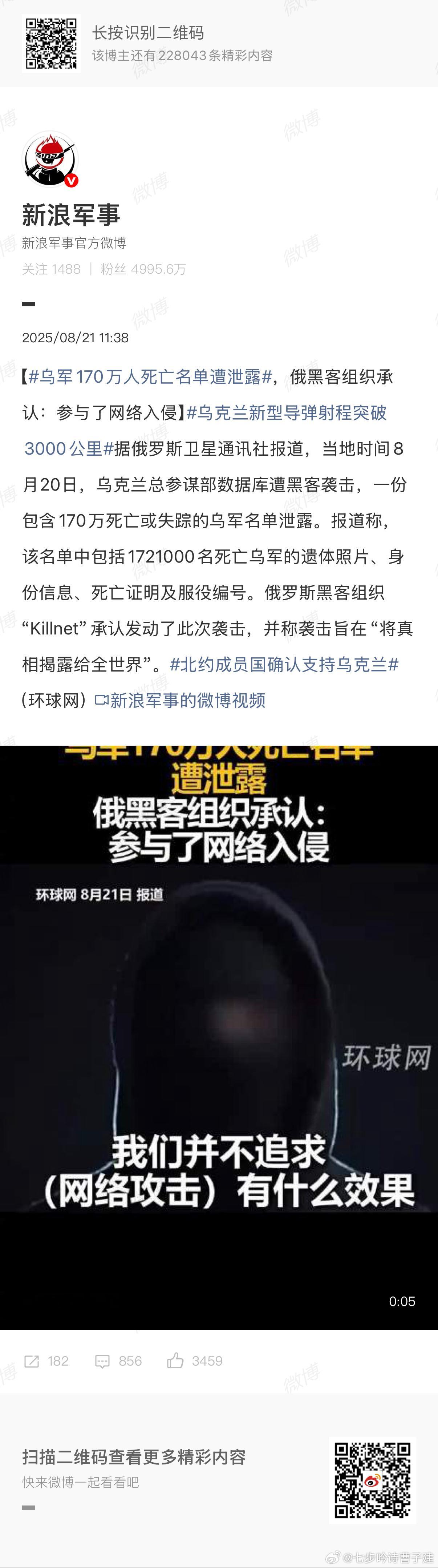 乌军170万人死亡名单遭泄露死亡170万……… ​​​