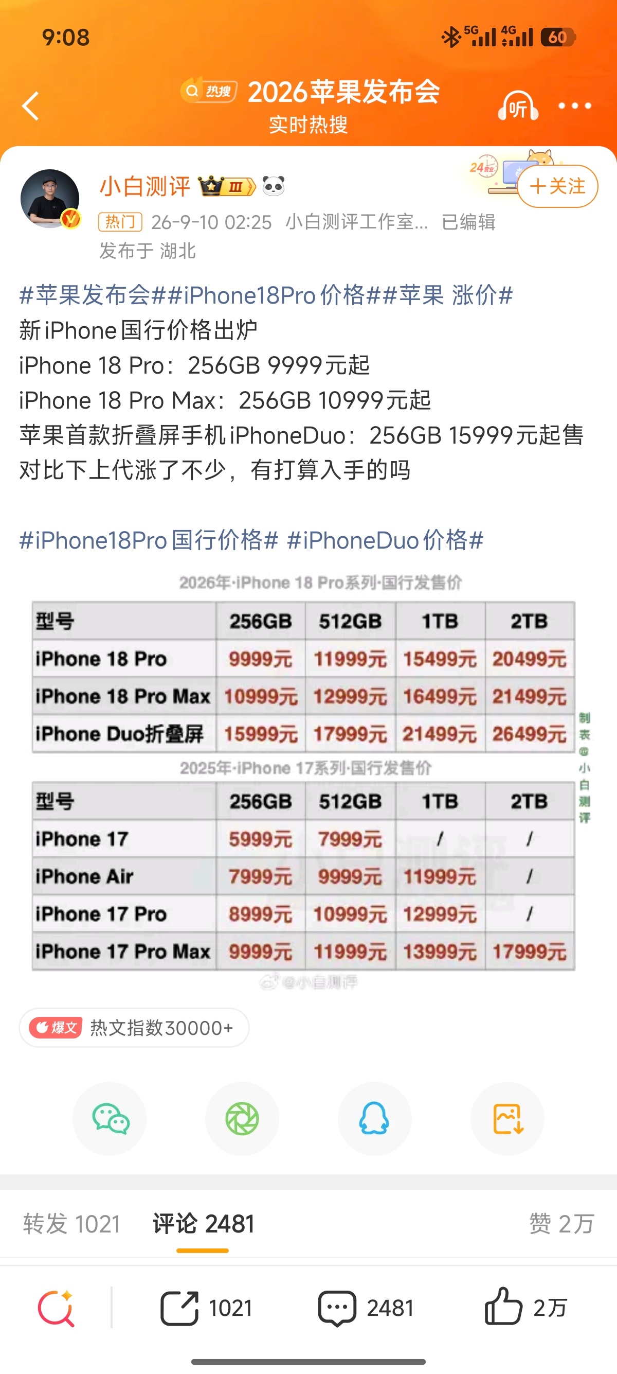 iPhone18Pro价格 ​​​