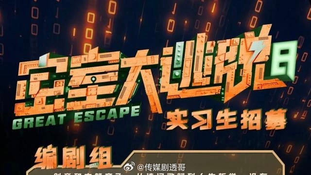 密室大逃脱8实习生招募正在筹备中，即将录制 