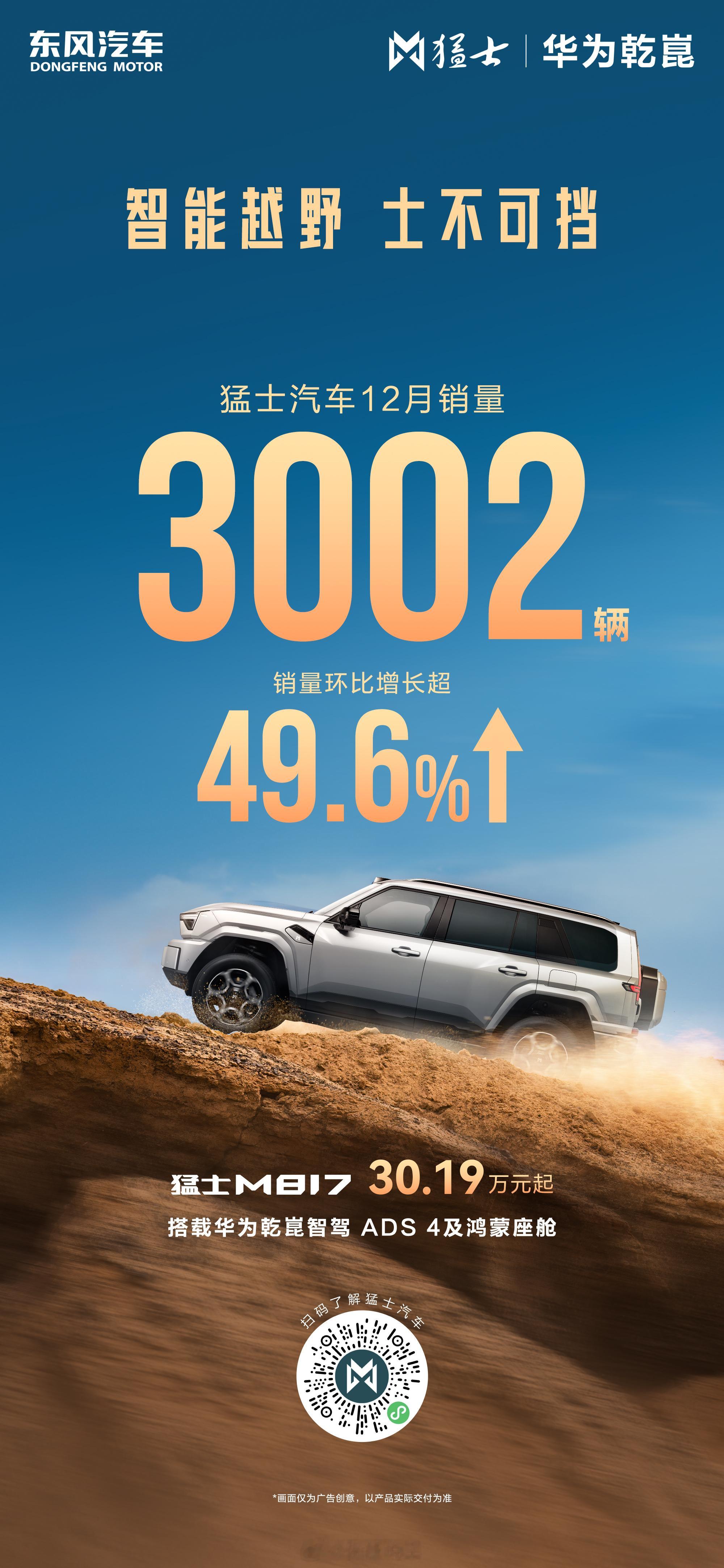 智能越野 士不可挡 猛士汽车2025全年累计销量10228台同比增长387%让生