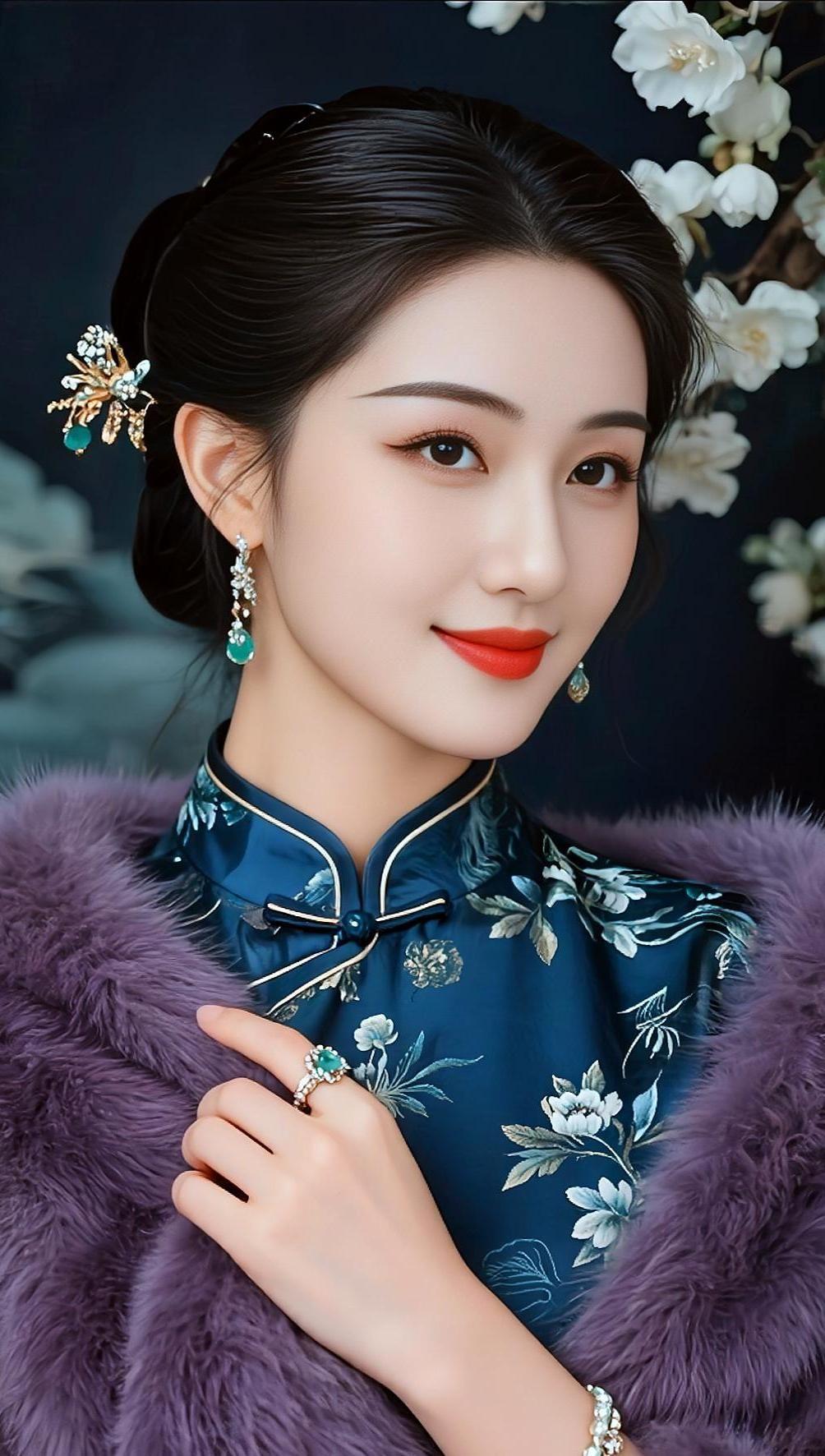 AI旗袍工笔画 抖音ai创作