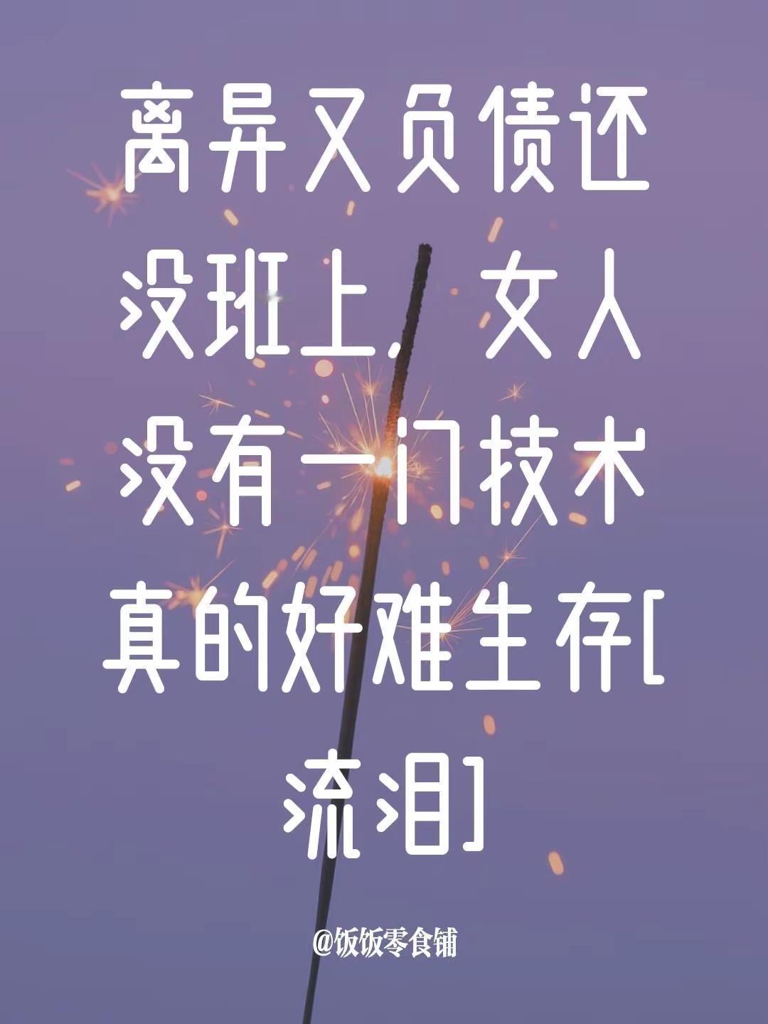我评论了@不做宅女. 的作品:离异又负债还没班上，女人没有一门技术真的好难生存[