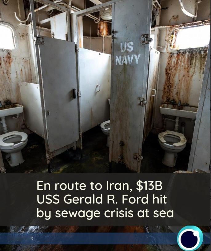 美国大兵是真能忍，福特号上个厕所要等45分钟，到处屎尿横行，这种环境下还能作战，