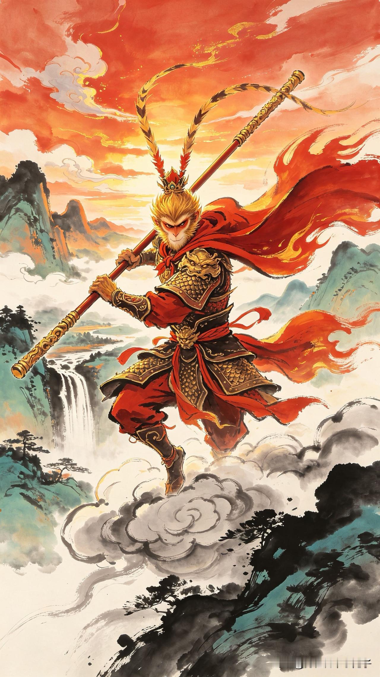 灵石迸裂傲苍穹，
水帘洞里自称雄。
金睛火眼识妖魅，
      
…………请师