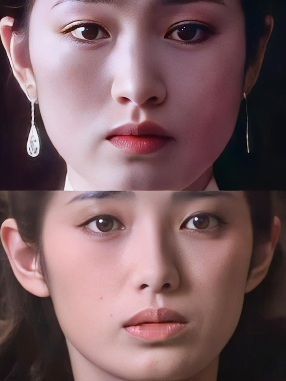 巩俐和山口百惠近看远看都很像
细看巩俐鼻子更挺拔
所以骨相巩俐胜出
一个是温婉，