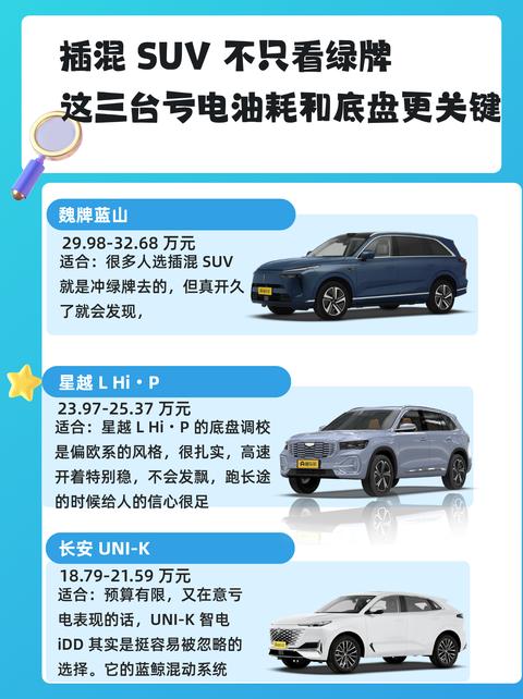 选插混 SUV 别只盯着绿牌！亏电表现与底盘才是硬实力
不少家庭选购插混 SUV