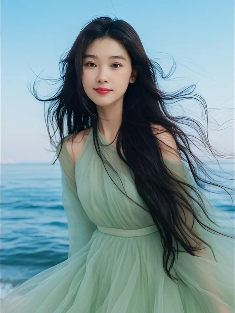 浪边绿裙 上班喽 努力工作的女人很美 好好工作好好挣钱