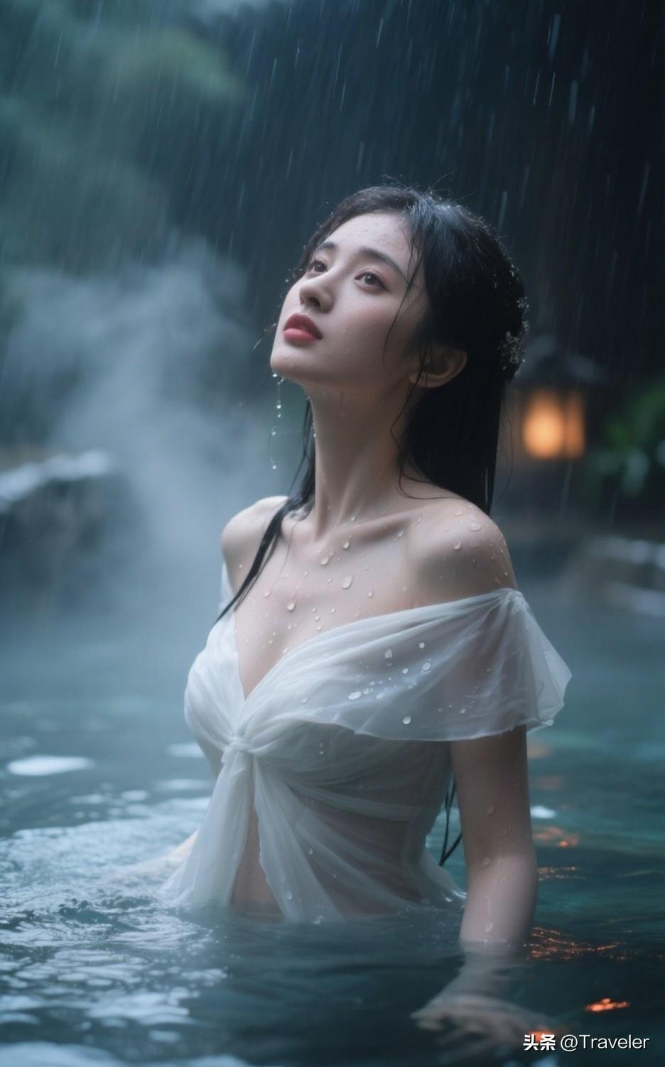 雨中泡温泉，享受自然与放松的完美结合