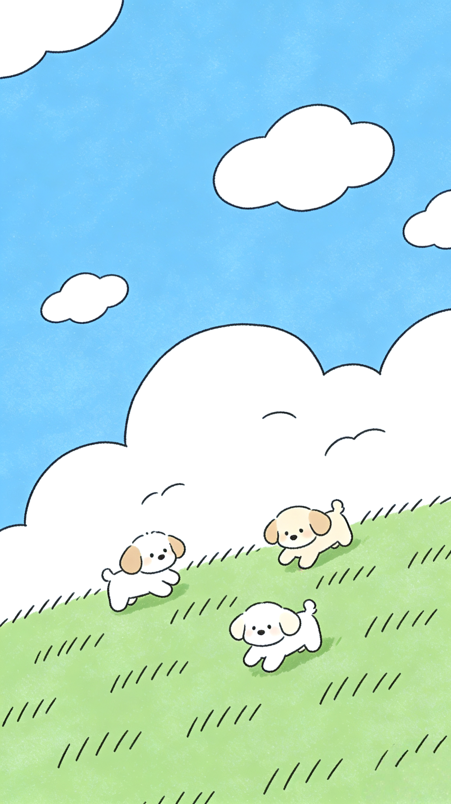 手机壁纸 |简单几笔，就能画出小狗的快乐童年 