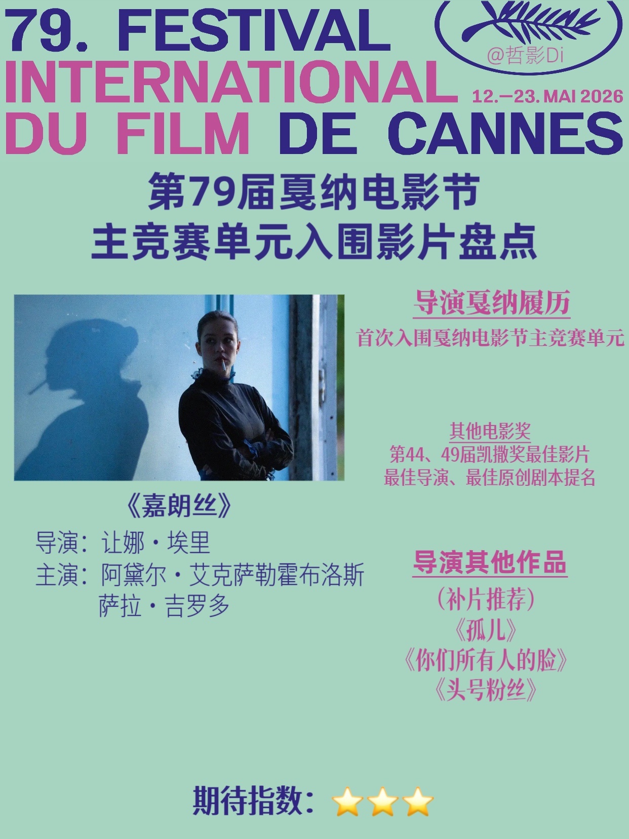 🌿第79届戛纳电影节主竞赛单元入围影片盘点（十九）🎬影片：《嘉朗丝》📹导演