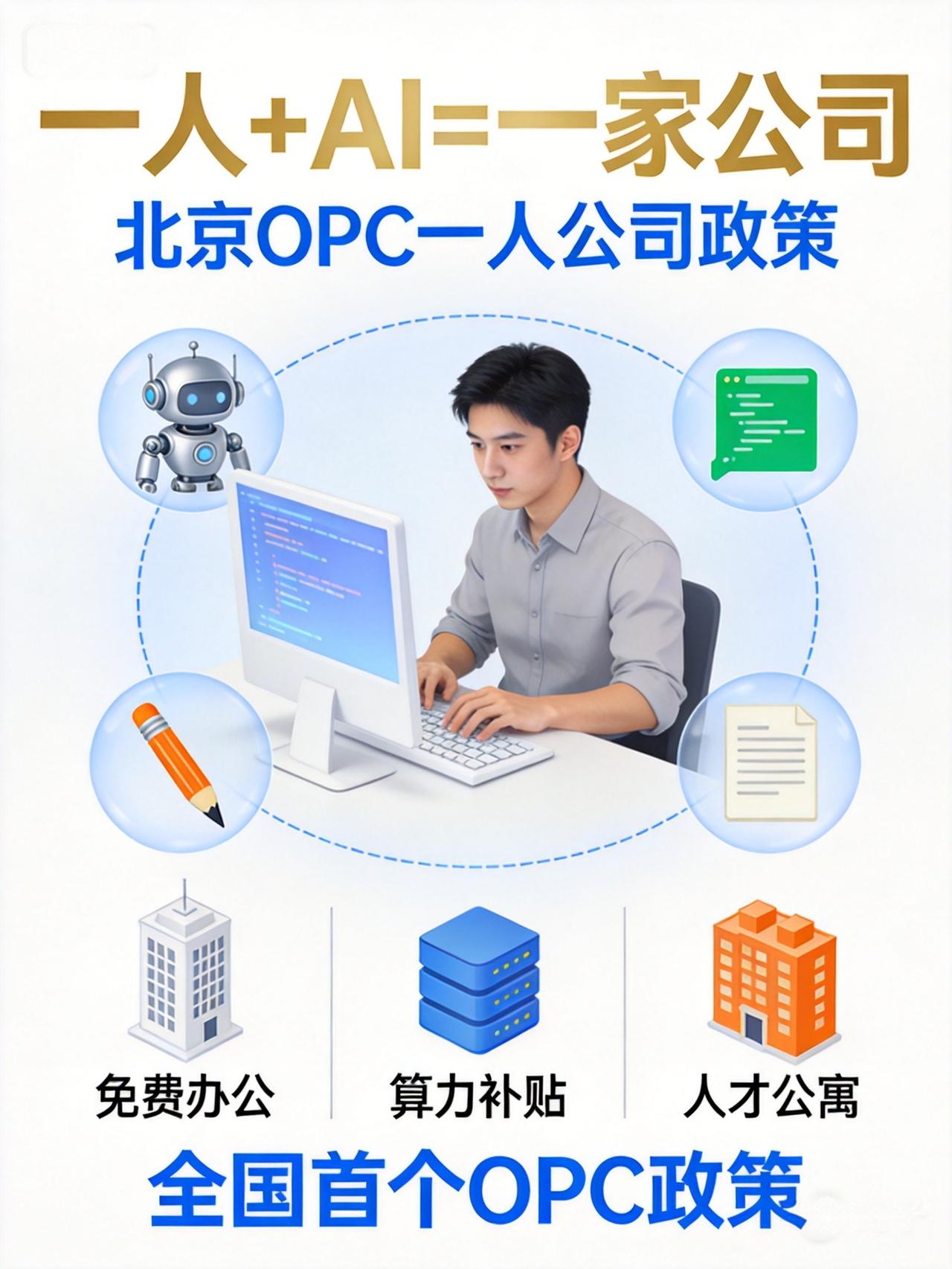北京发了全国首个OPC政策！一个人+AI=一家公司

想做AI副业的朋友，政策红