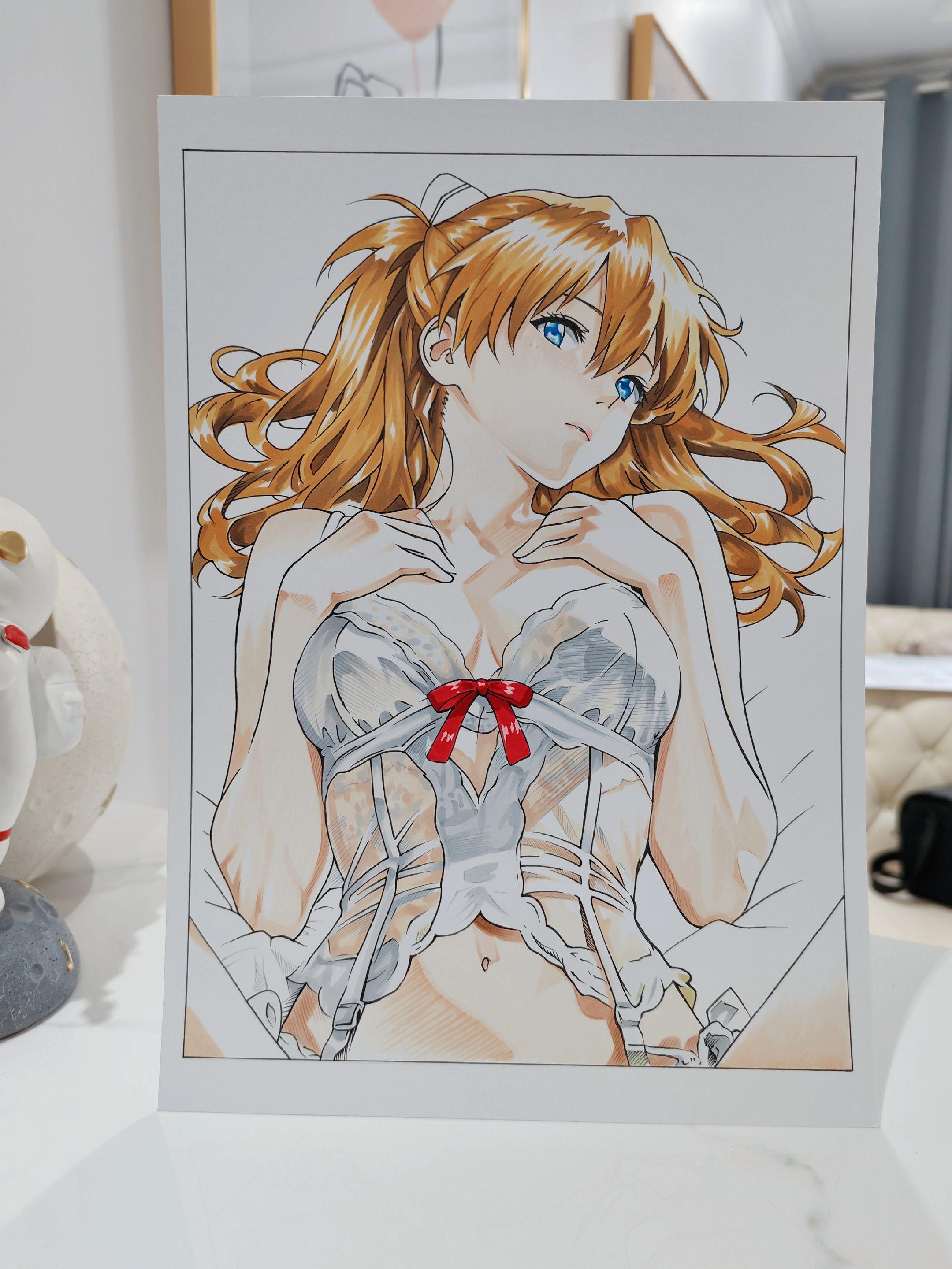 EVA明日香手绘过程图 原画kuma绘。