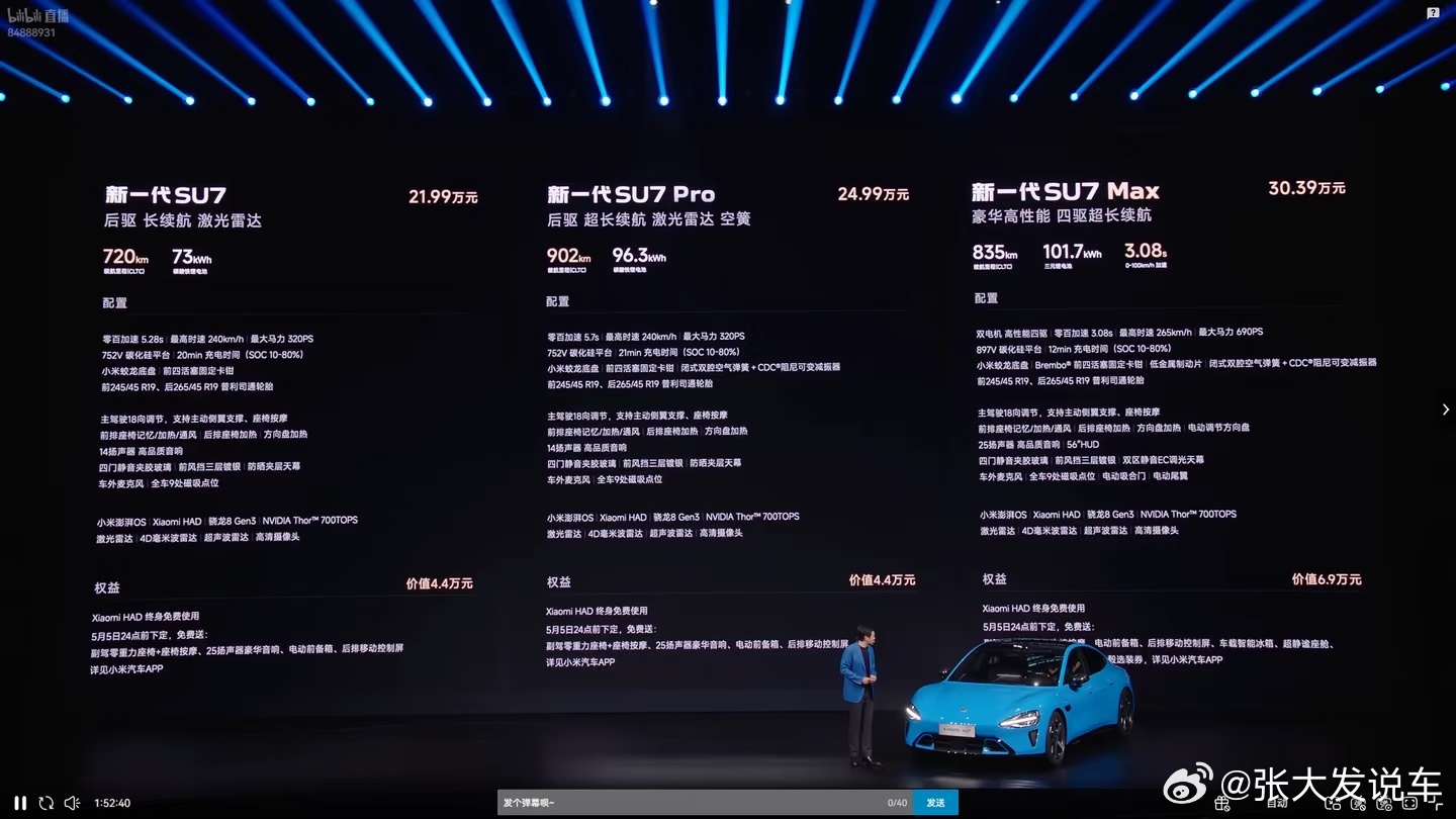 小米新SU7起售价21.99万元这价格大家觉得如何？？ 