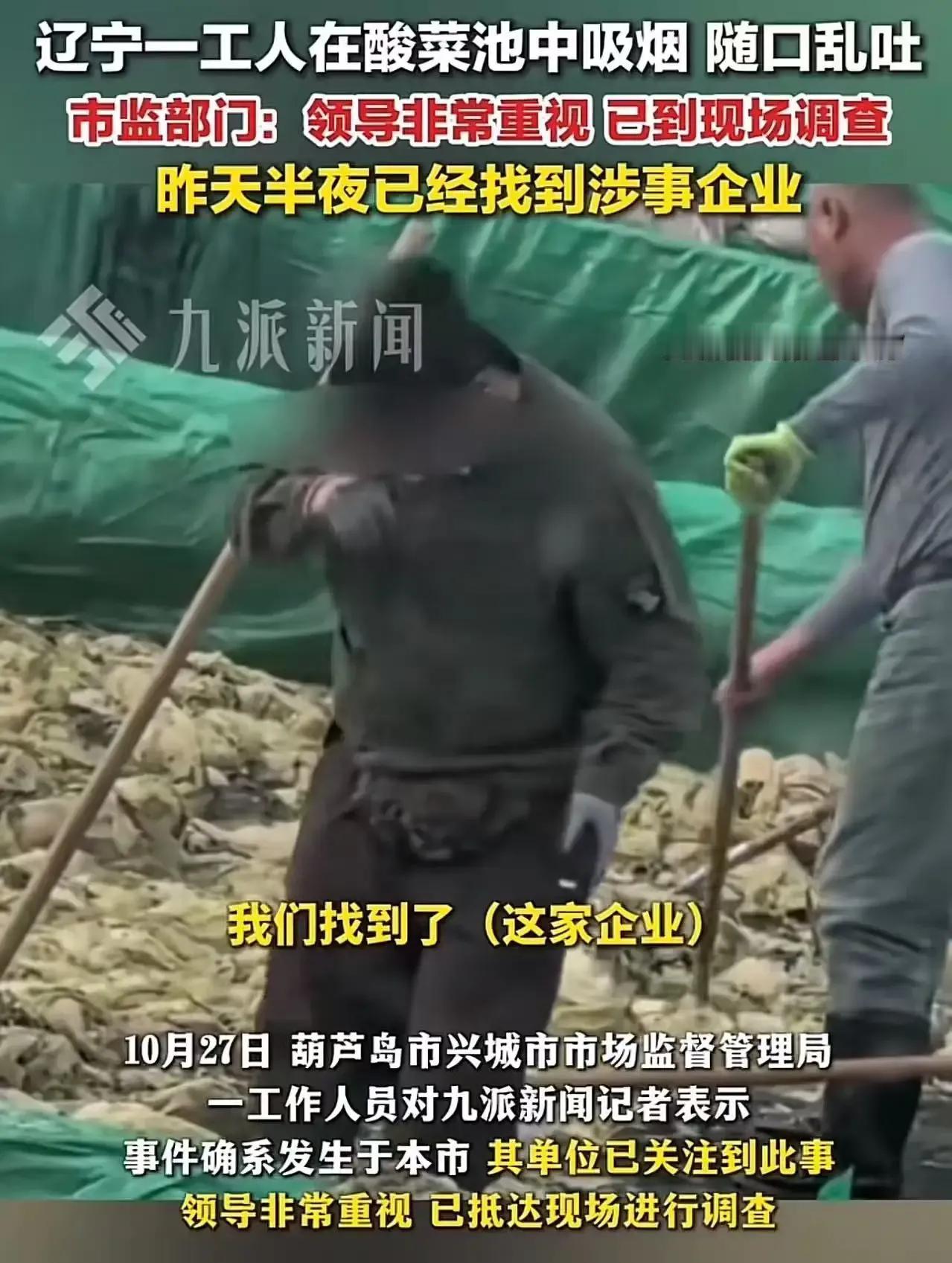 喜欢吃酸菜的朋友们，这次你们的天可能真的要塌了！近日辽宁一工人竟在酸菜池中吸烟，