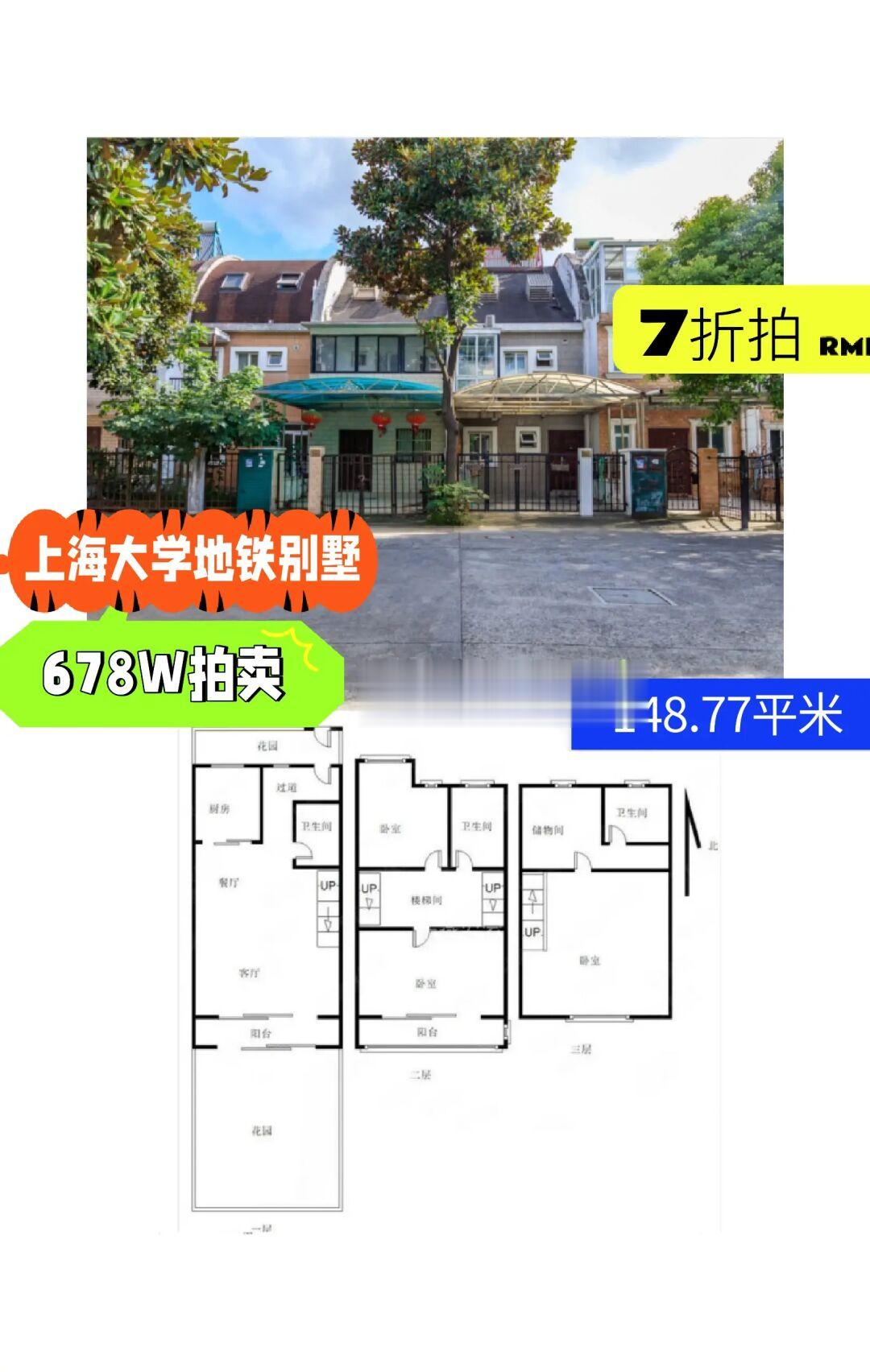 上海法拍房 宝山  锦秋花园别墅   7折拍卖