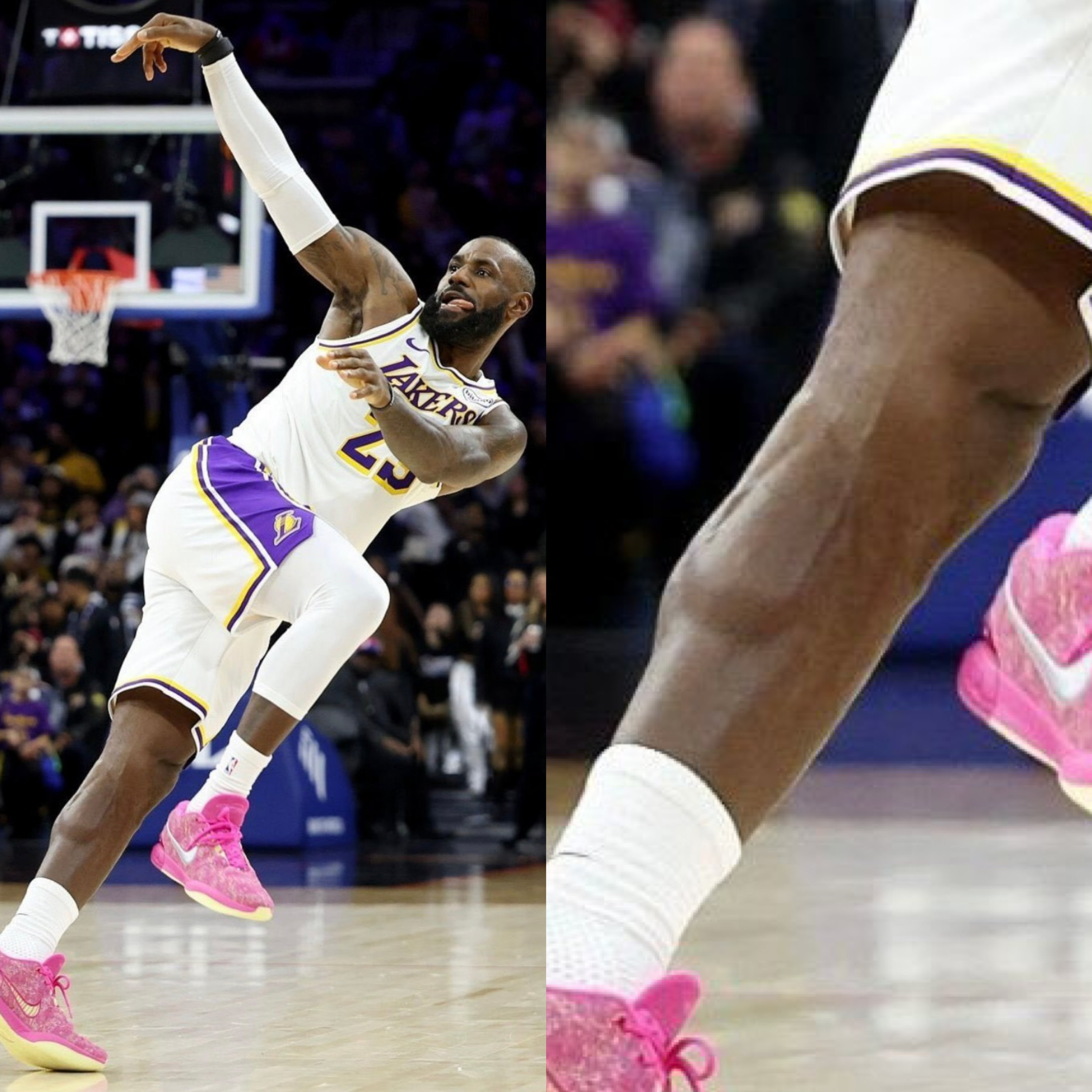 詹姆斯41岁时的小腿。新赛季篮不住