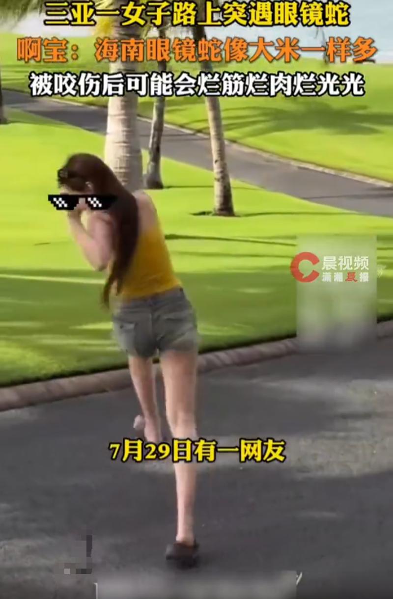 后怕！海南三亚，一美女到海边准备拍照，刚刚美美的摆好姿势，旁边人却突然提醒她有蛇