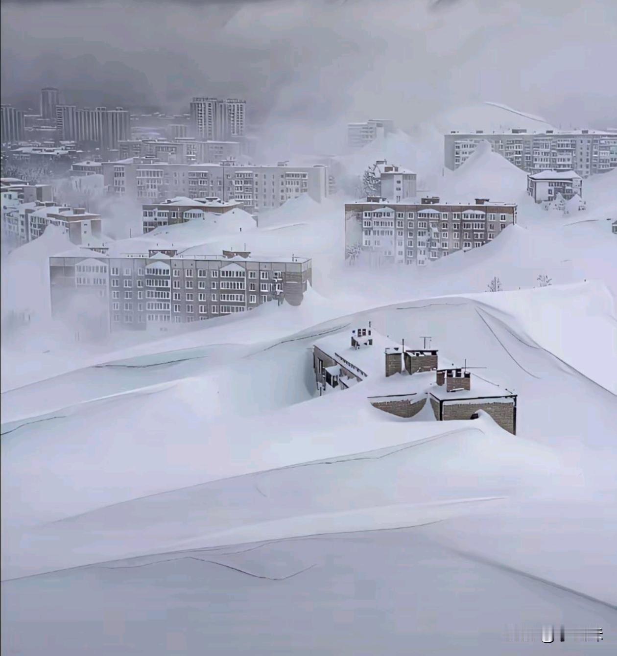 这不是游戏画面，也不是AI图，这是现实中的俄罗斯雪灾。