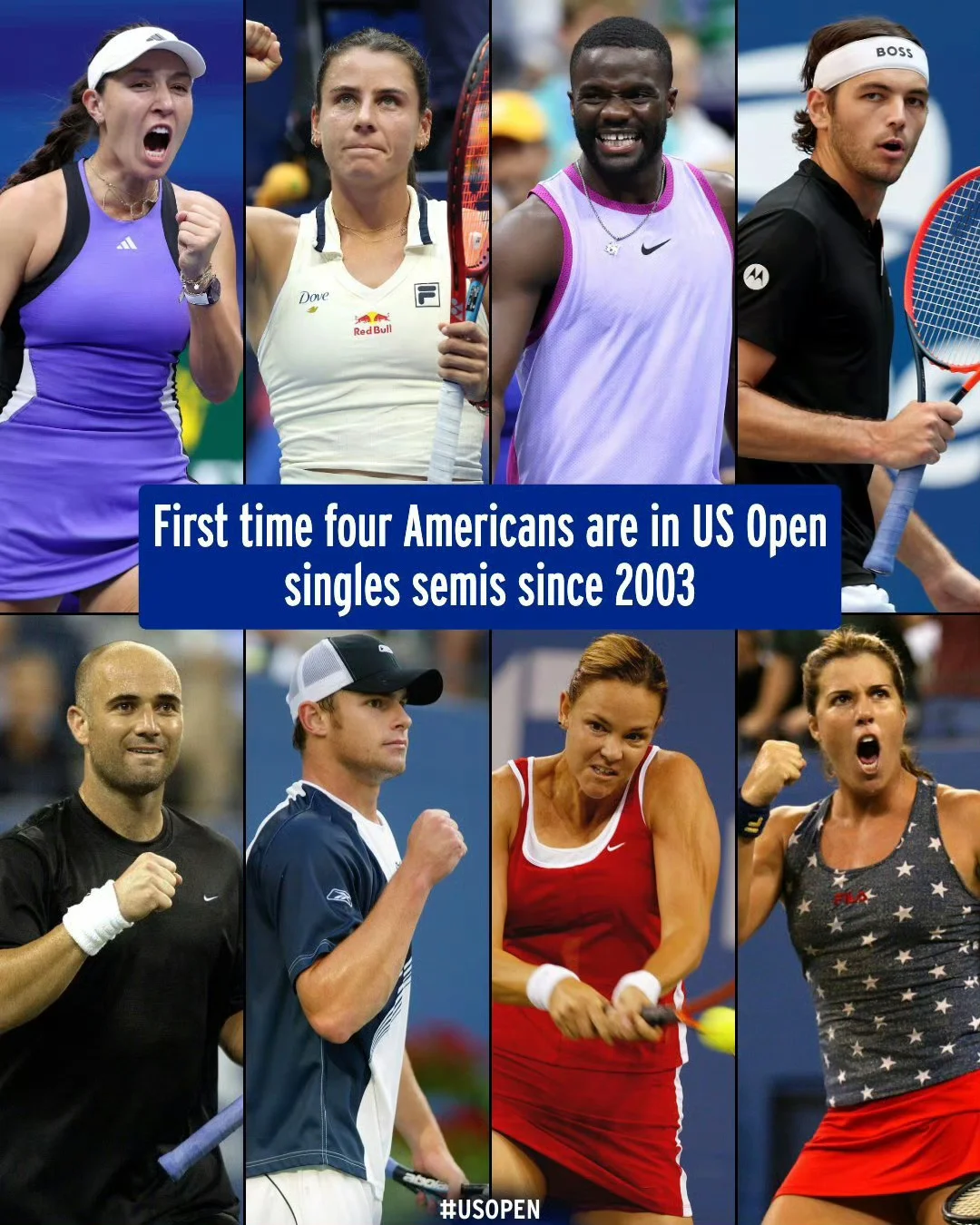 四位美国选手同时闯入美网四强