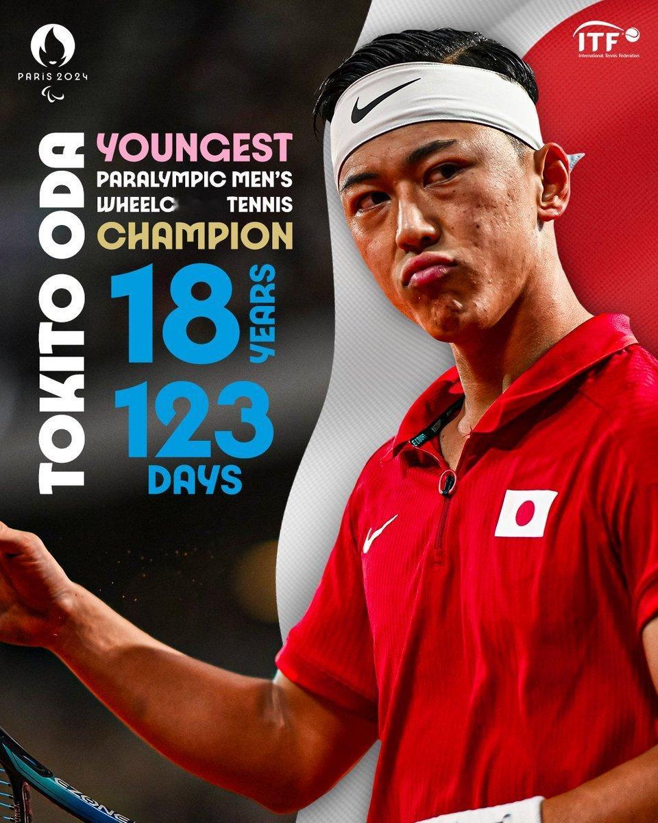 书写自己的历史✍️18岁123天的小田凯人成为残奥会#轮椅网球# 历史最年轻的金