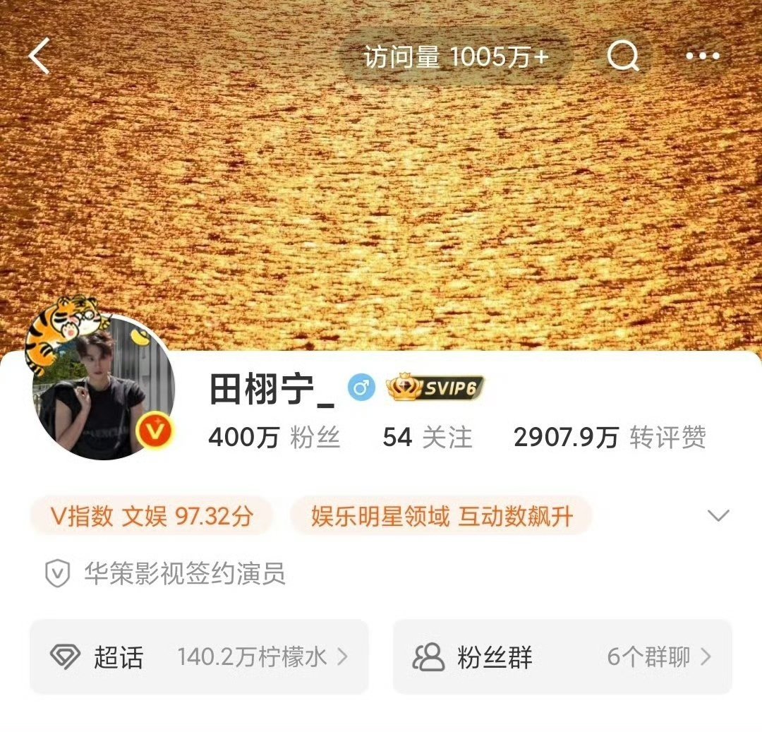 田栩宁粉丝数破400万田栩宁粉丝数破400万了 ​田栩宁出来营业啊！别逼我求你！