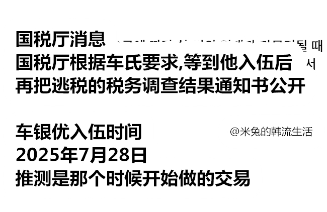 说是车银优让国税厅等他入伍后再报道逃税的消息... 