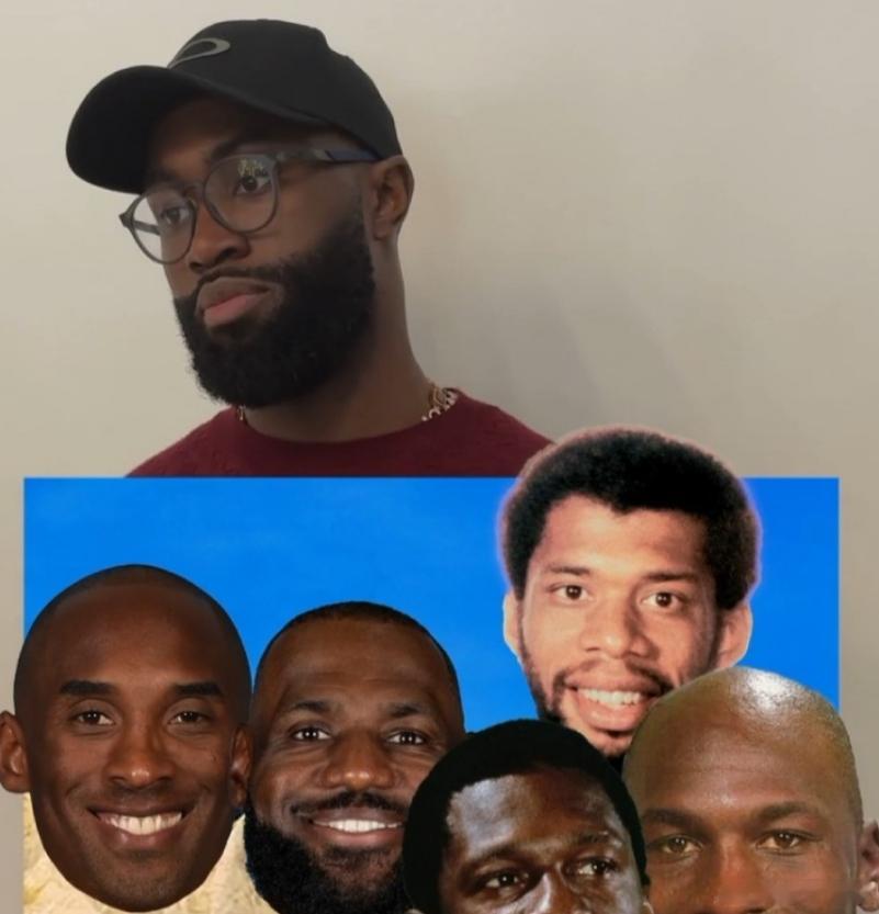 76人官方晒出杰伦·布朗问答视频，其中他谈到了自己的NBA总统山（历史前五）选择