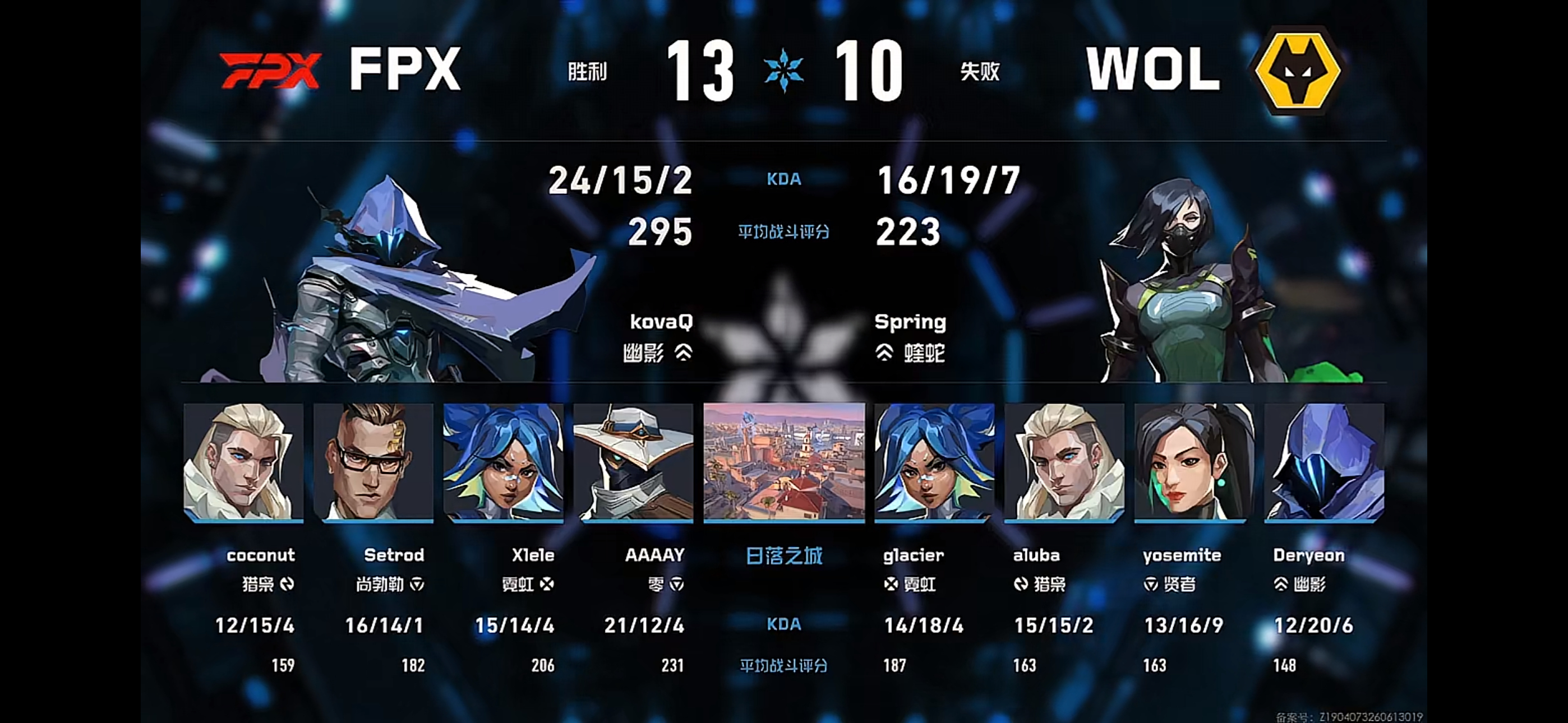 瓦狼战报//  2026VCTCN第二赛段 WOL 0:1 FPX本局地图：日落