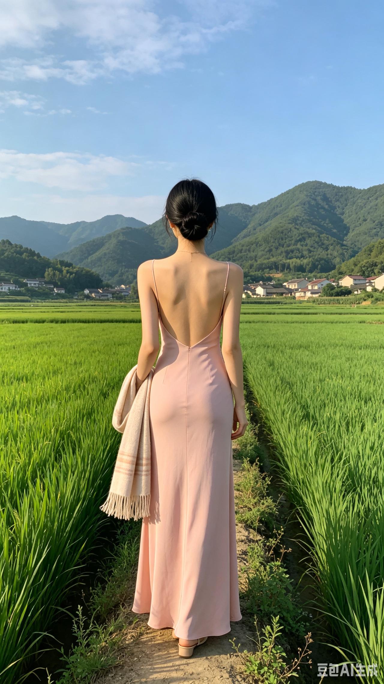 稻田间，那个身着粉裙的背影，一看就非比寻常！你不妨猜猜，她骨子里藏着怎样的性格？