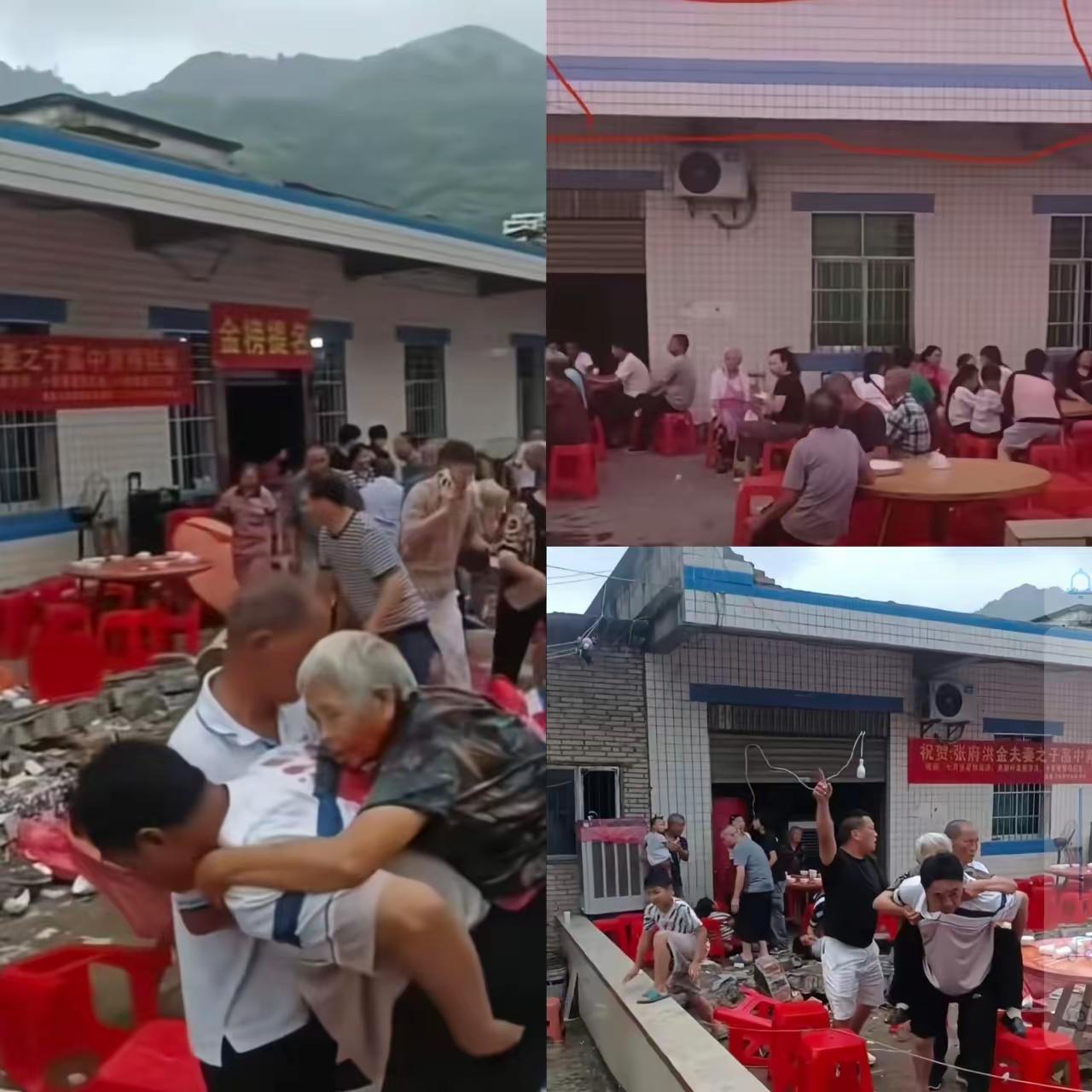 好好一桌喜酒，宾客还没来得及举杯，悲剧却骤然发生。

两吨雨水积攒在雨棚之上，拽