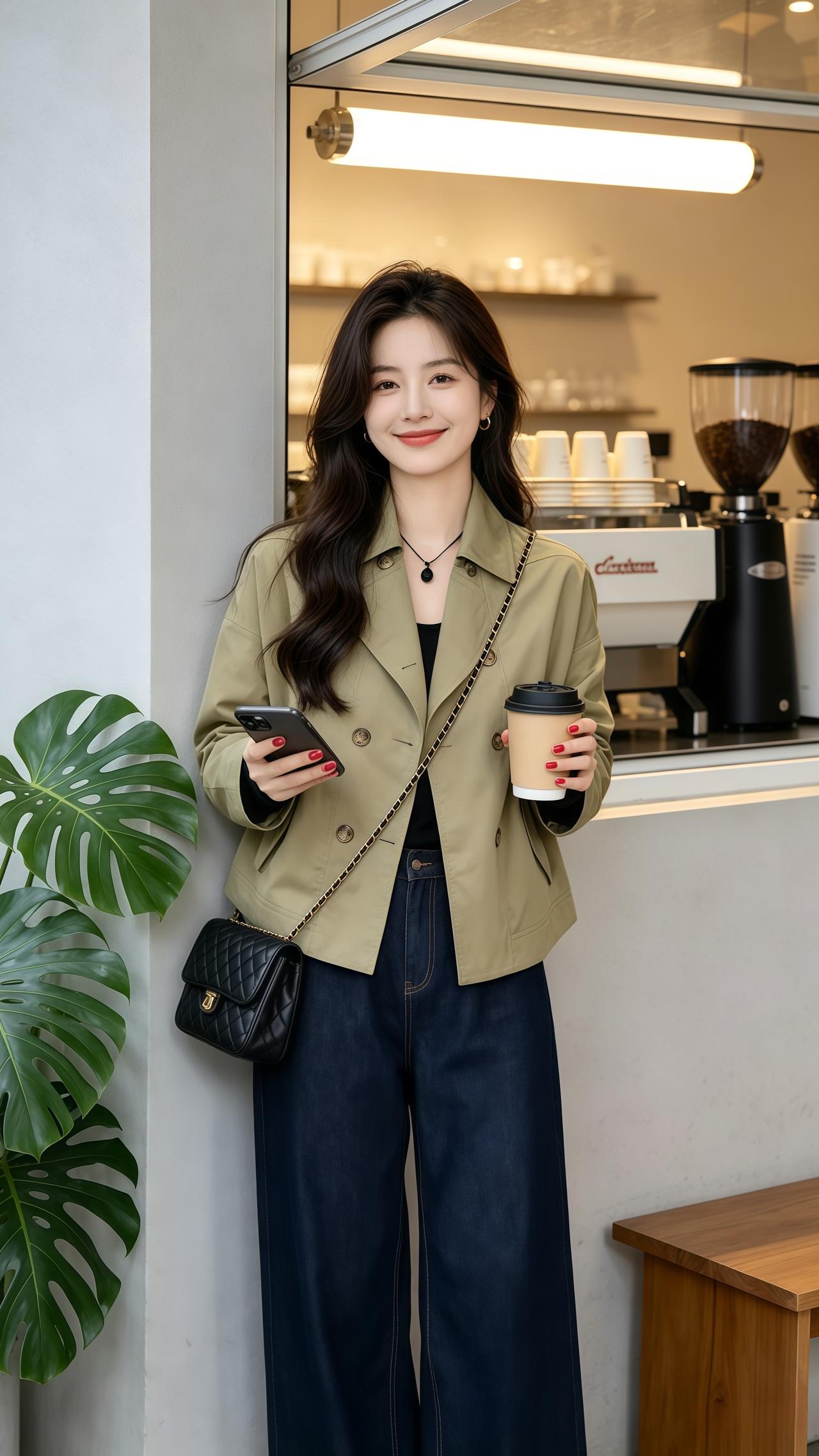 显瘦短款风衣外套 通勤短款外套 气质穿搭穿搭今天穿什么