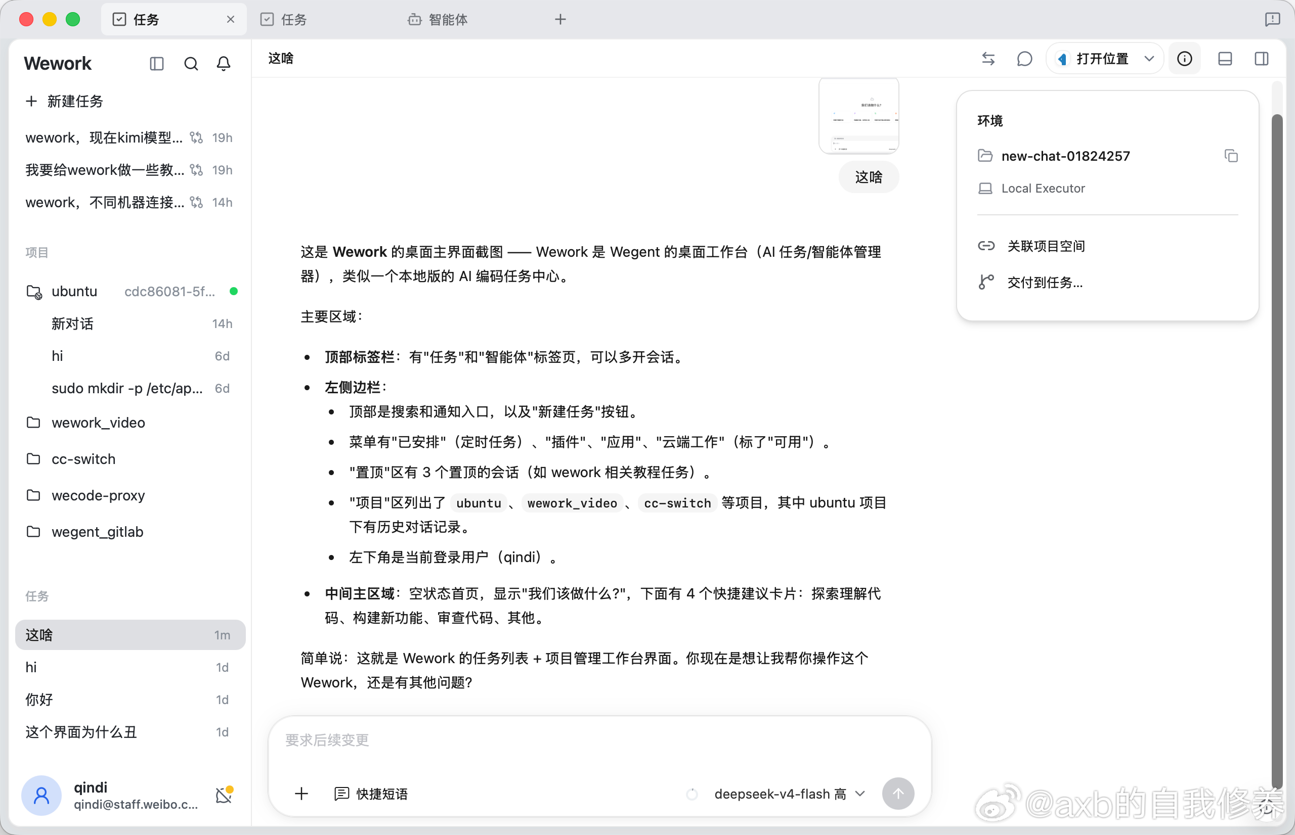 开源的codex桌面应用wework更新到0.1.10版本：- 支持为DeepS