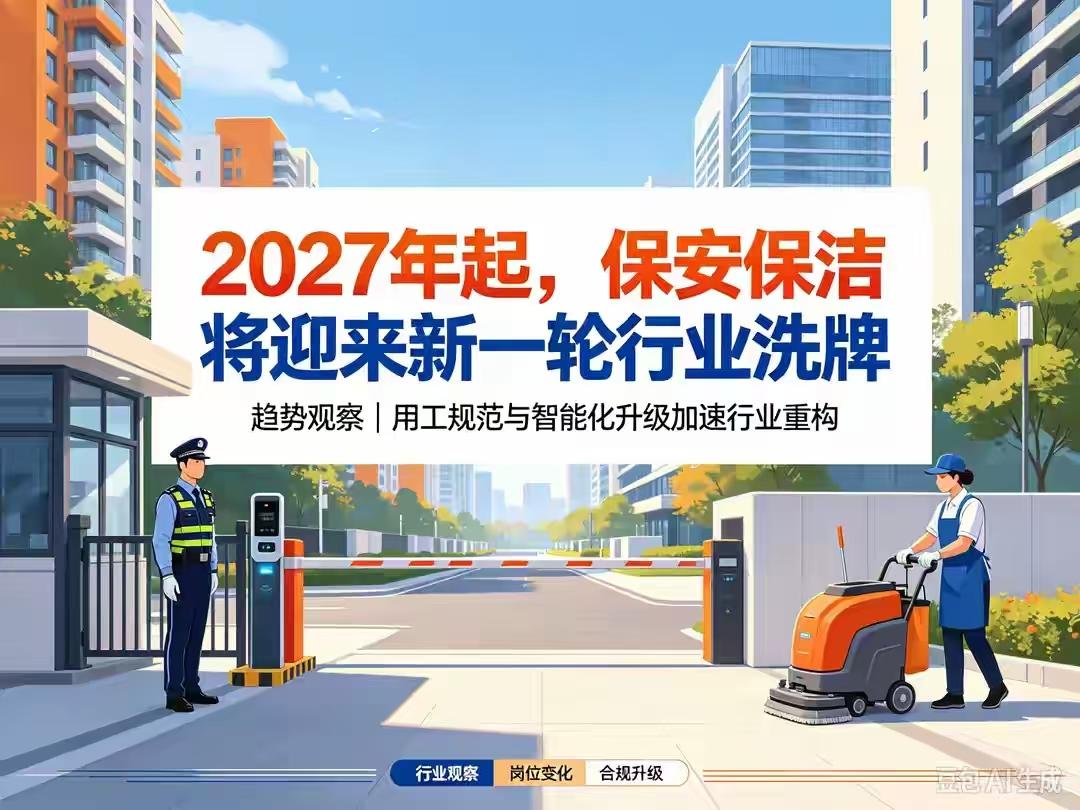 行业大变天！不出意外，2027年保安、保洁行业将迎来新一轮洗牌，靠混日子的时代快