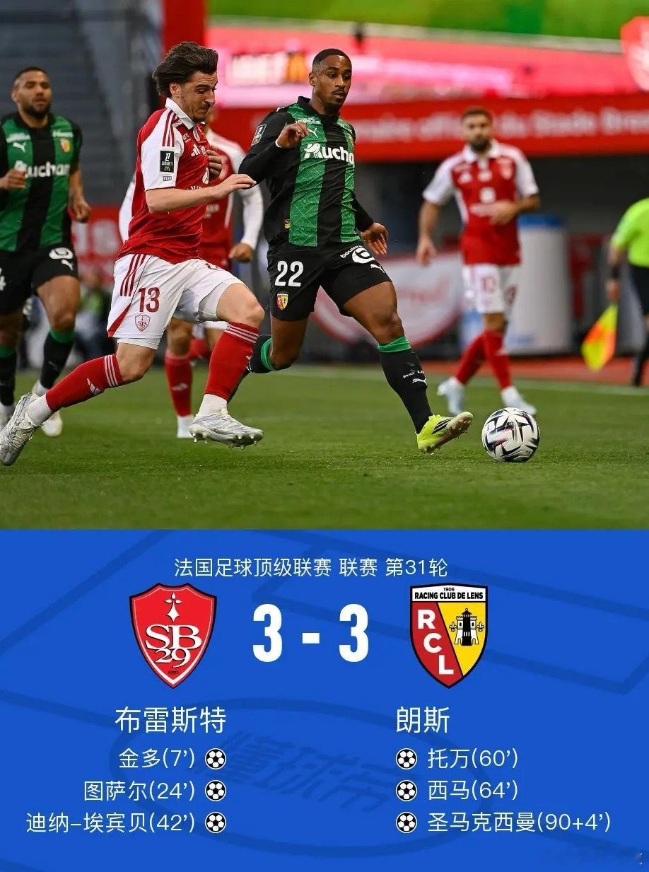 足球 北京时间4月25日法国足球顶级联赛 联赛 第31轮，布雷斯特主场对阵朗斯。