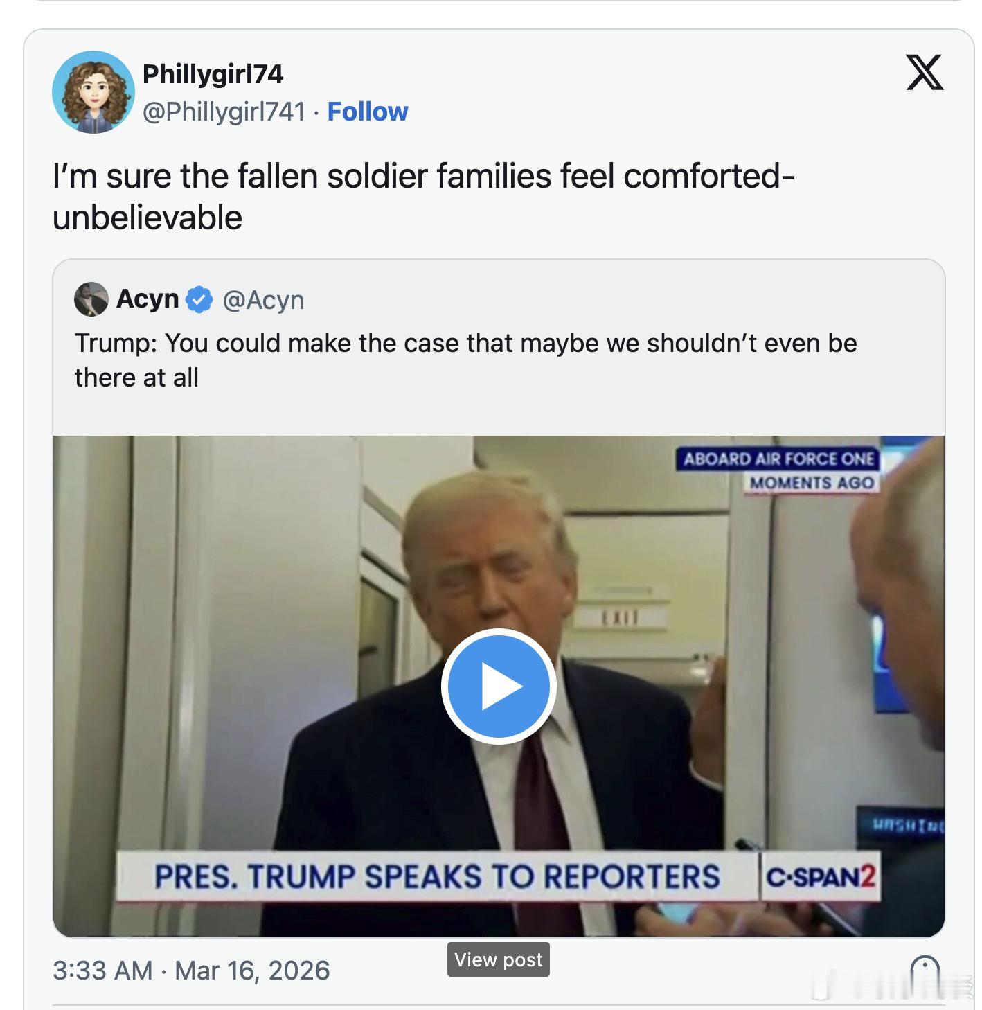 【一语惊人，特朗普称“也许我们根本就不该在那里”】[这位老人或许瞬间以为是拜登发