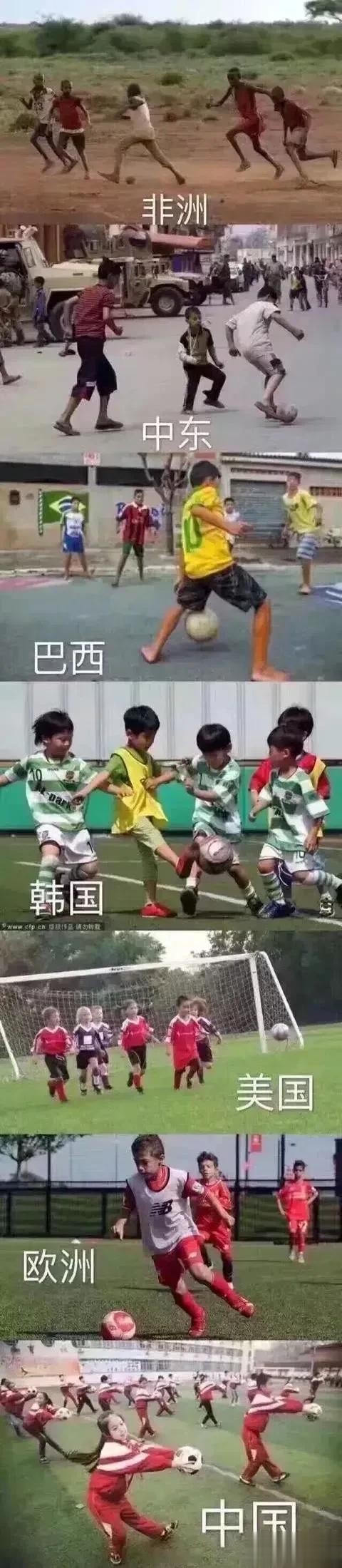 中国足球为什么这么差，终于找到原因了。
图片不看到最后，你永远不知道我们是怎么练