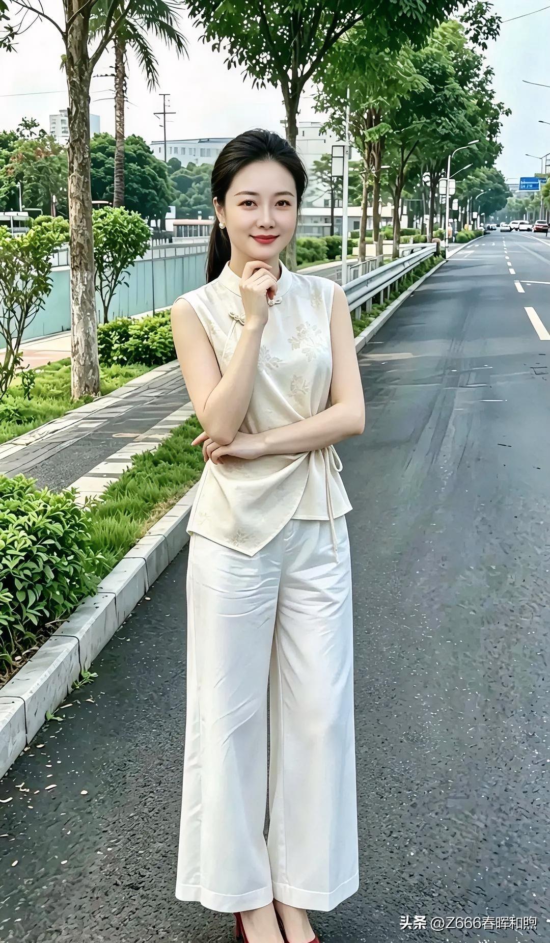 【现代散文诗】

素衣立道旁，绿树映红妆。手托香腮，笑意盈盈，都市清风拂过。心绪
