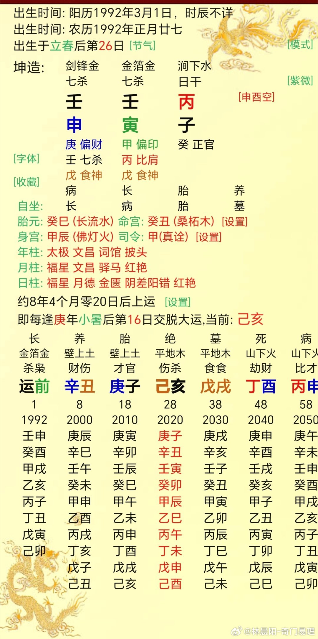 霍尊 陈露女方这盘，初学者都能看出来婚姻感情很波折。结婚之前必将会经历一段刻骨铭